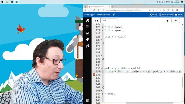Breakout clone in JavaScript | Build games with codeguppy.com and p5.js API смотреть онлайн