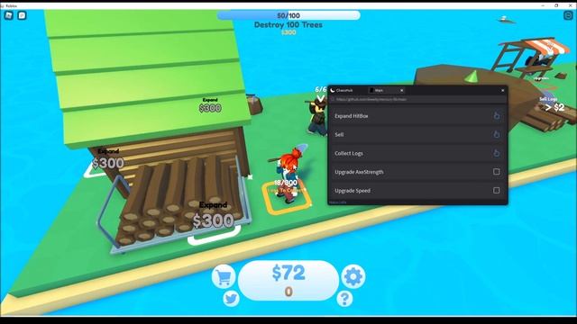 Roblox Timber Script (Expand HitBox, Sell, Collect Logs, AutoUpgrade) смотреть онлайн