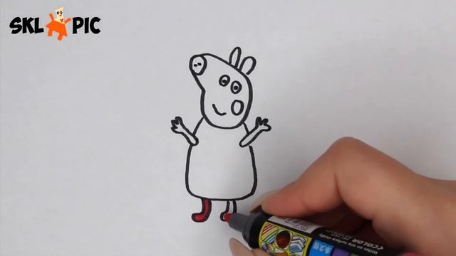 Раскраска для детей Свинка Пеппа. Как Нарисовать Свинку Пеппу смотреть онлайн