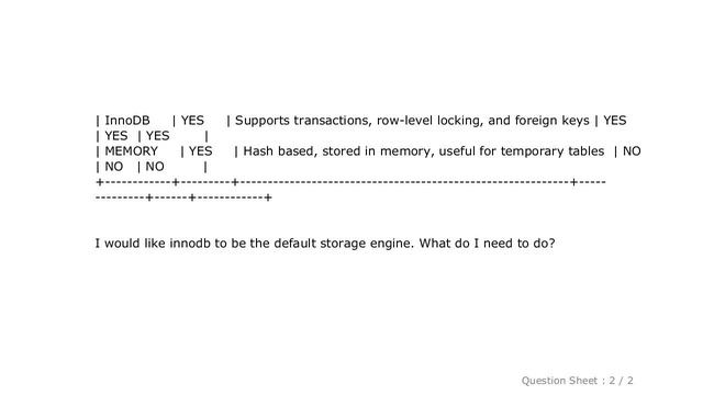 MySQL : change mysql default engine to innodb смотреть онлайн