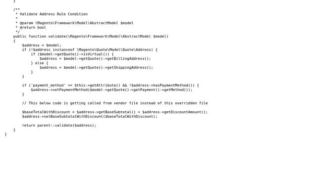 Magento: How to override validate() of module-sales-rule/Model/Rule/Condition/Address.php? смотреть онлайн
