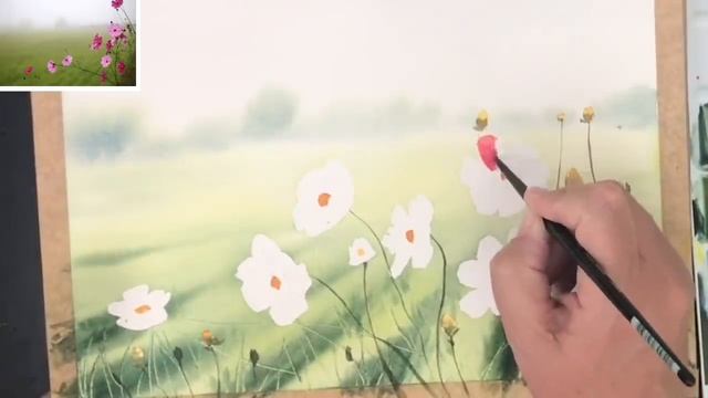 Atmospheric Landscape Wildflowers Tutorial Using Just 4 Colours! смотреть онлайн