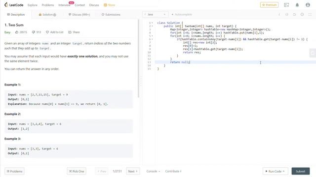 LeetCode 1. Two Sum [Java] смотреть онлайн