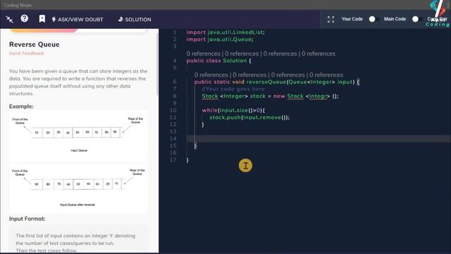 Reverse Queue | Reverse Queue Coding Ninjas | Reverse a queue using Recursion or Iterative | DSA смотреть онлайн
