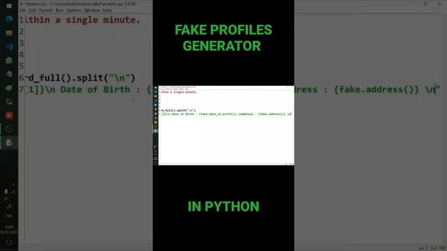 FAKE PROFILES GENERATOR IN SINGLE MINUTES' #short #python смотреть онлайн