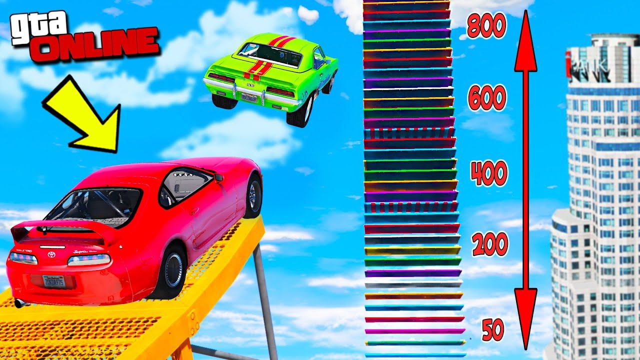 КАК ВЫСОКО В НЕБО УЛЕТИТ ЧИТ ТАЧКА С ОГРОМНОГО ТРАМПЛИНА В ГТА 5! ПРЫЖКИ В ВЫСОТУ В GTA ONLINE! смотреть онлайн