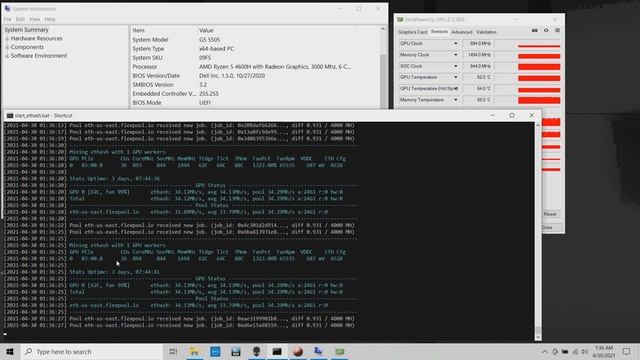 Dell G5505 laptop mining ethereum - 34 MHs смотреть онлайн