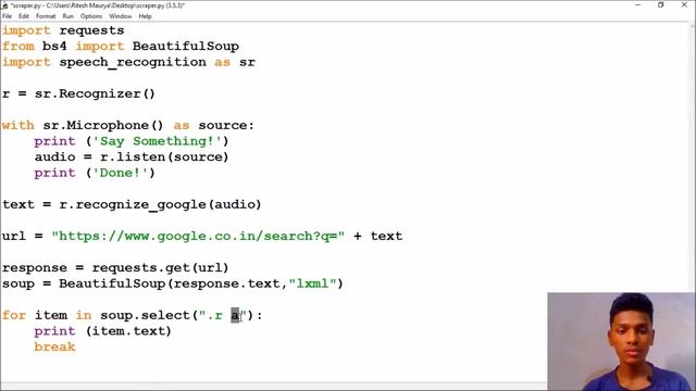 Scraping Google Search 'Results' with BeautifulSoup in Python and getting Speech Output смотреть онлайн