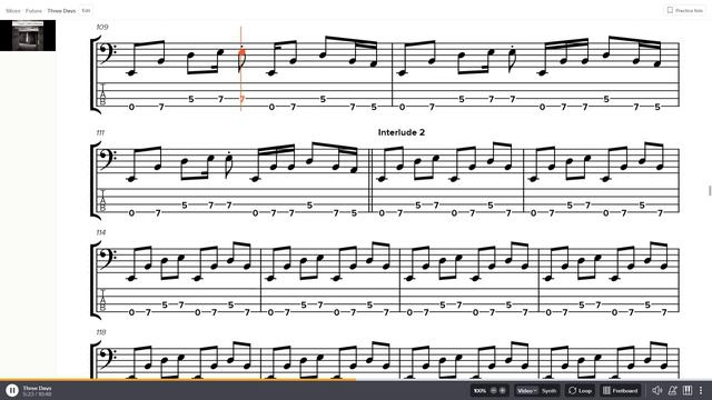 Jane's Addiction - Three Days Bass Tab смотреть онлайн