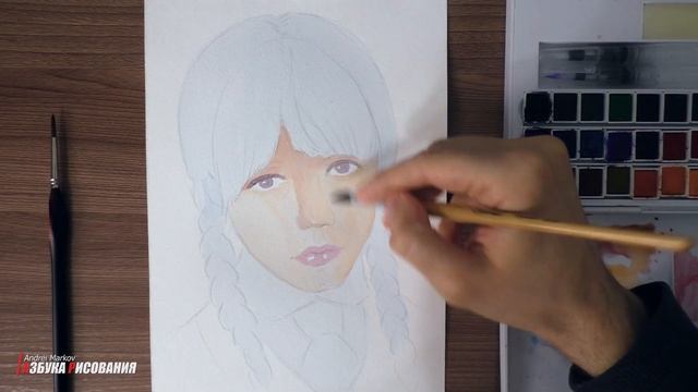 Как нарисовать портрет акварелью. смотреть онлайн