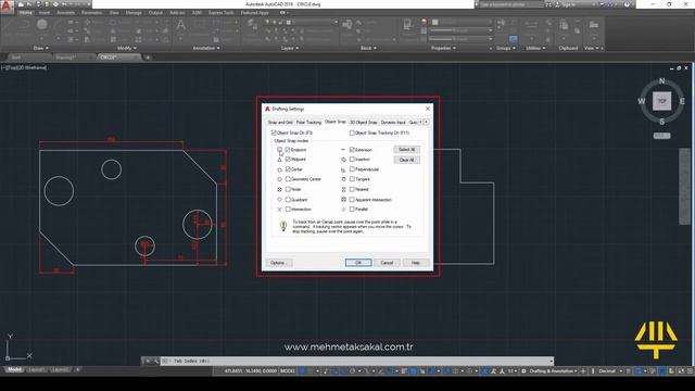 AUTOCAD EĞİTİM ( Autocad 2018, Ders 4, Circle, Circle Center Radius, Autocad Object Snap ) смотреть онлайн