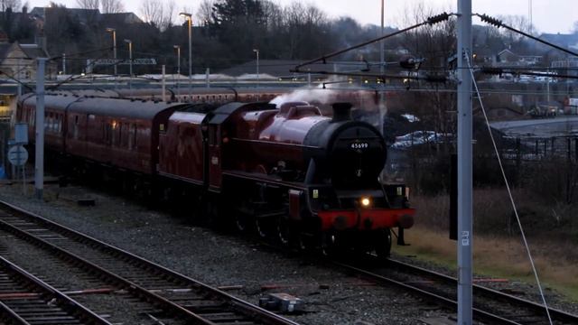 LMS no 45699 Galatea. Loaded Test Run Arrival at Carnforth. 29/01/14 смотреть онлайн