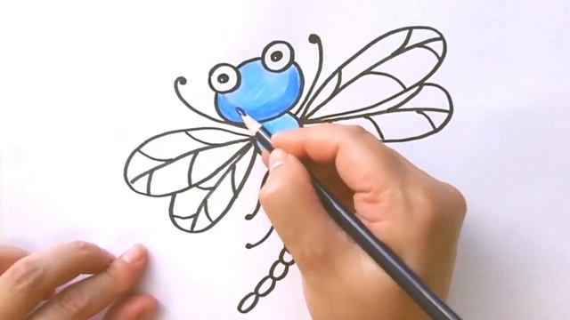 Как Нарисовать Стрекозу?Раскраски для Детей Стрекоза?Мультик Раскраска смотреть онлайн
