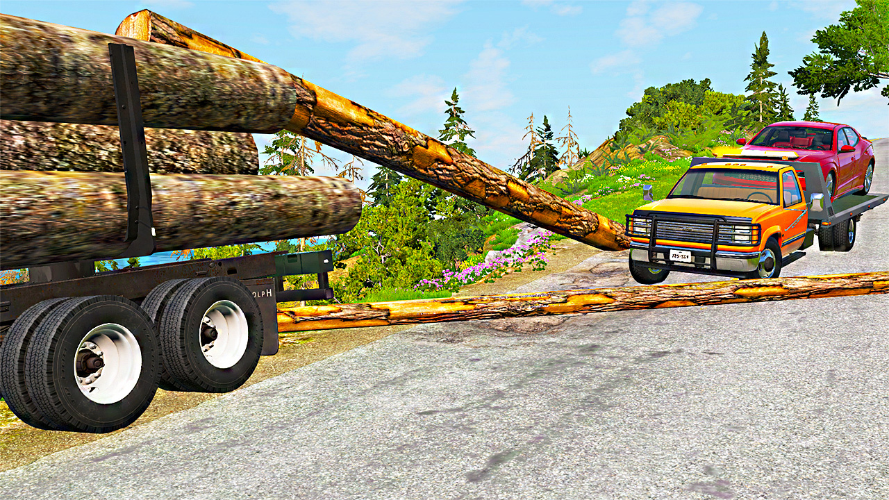 Автомобили против бревен - BeamNG Drive смотреть онлайн