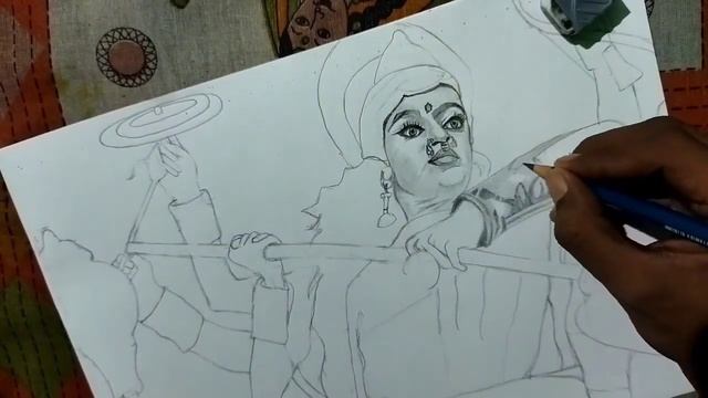 Maa Durga Realistic Pencil sketching Akansha Puri смотреть онлайн