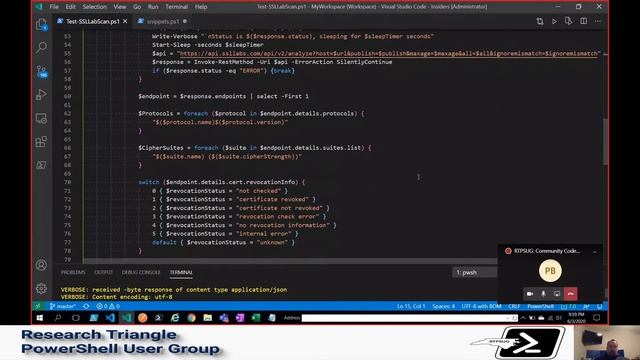 PowerShell Lightning Talk: Automating SSLabs testing using PowerShell with Clem Messerli смотреть онлайн