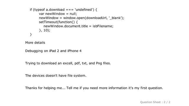 iOS : How to download a blob file from Chrome iOS in Javascript? смотреть онлайн