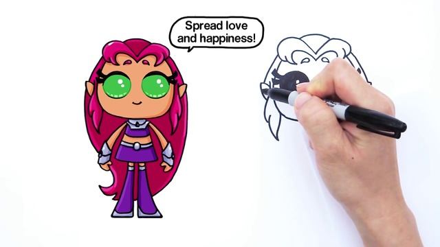 How to Draw Starfire from Teen Titans Go Cute Step by step смотреть онлайн