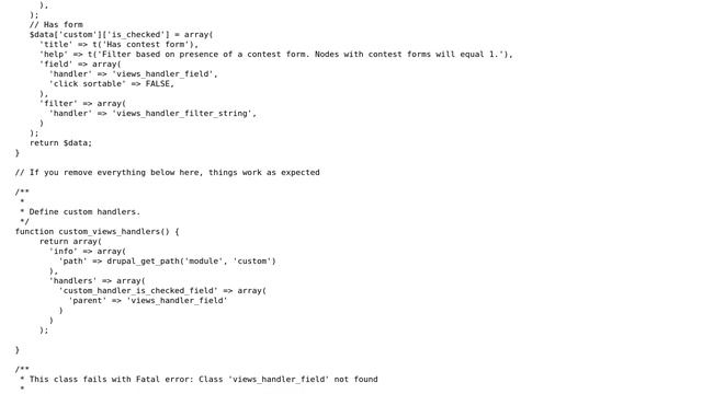 Drupal: Views2 Handlers: Fatal Error Class 'views_handler_field' not found смотреть онлайн