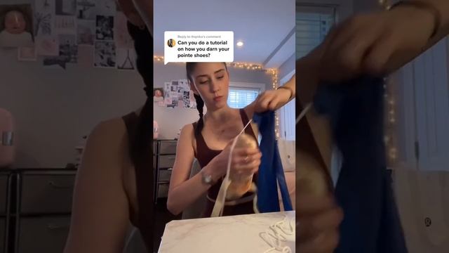 Pointe shoe darning tutorial?? #ballet #ballerina #pointeshoes #dancer #balletdancer смотреть онлайн