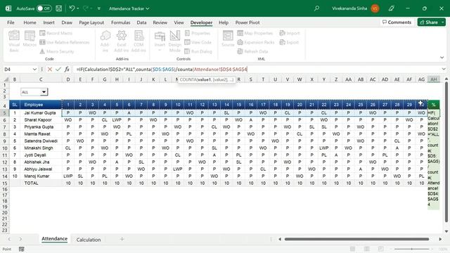 Attendance Tracker - Data Analysis and Data Visualization in Excel | Vivekananda Sinha | Video 207 смотреть онлайн