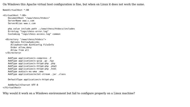 Apache virtual hosts configuration works on Windows, not on Linux (2 Solutions!!) смотреть онлайн