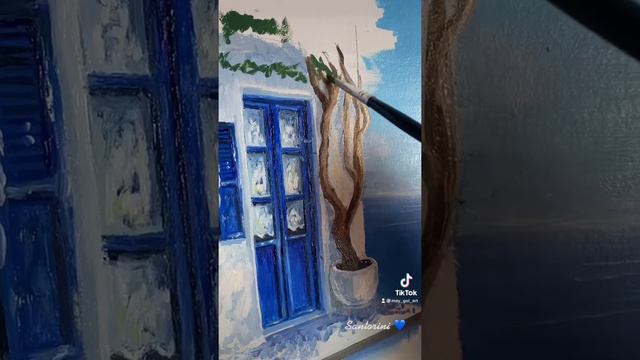 Original Oil Painting Landscape of Greece. Santorini landscape. смотреть онлайн