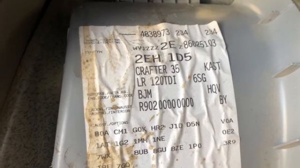 VW Crafter Color Code Location