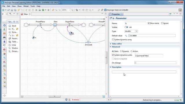 Anylogic, Model Lotka-Volterra
