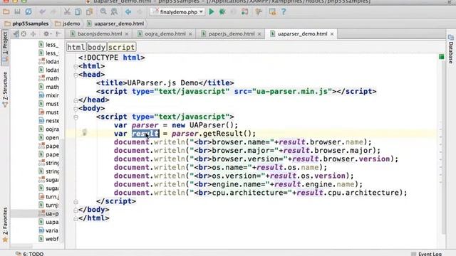 UAParser.js Simple Demo смотреть онлайн