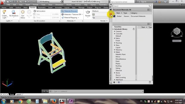 RENDER GHẾ 3D BẰNG AUTOCAD 2013 YouTube смотреть онлайн