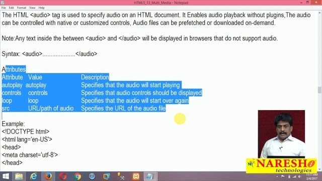 HTML5 Multimedia Part 1 | Web Technologies Tutorial | Mr. Subba Raju смотреть онлайн