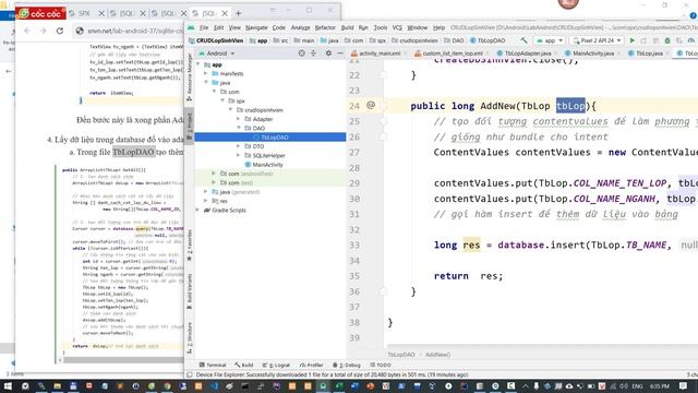 SQLite CRUD lớp sinh viên part 2 Hiển thị dữ liệu смотреть онлайн