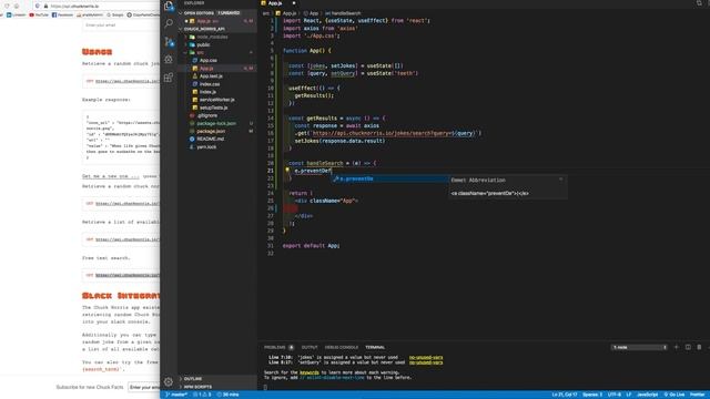 React hooks using Chuck Norris API jokes. смотреть онлайн