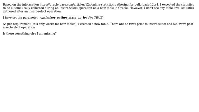 Databases: Statistics not collected on Insert-Select смотреть онлайн