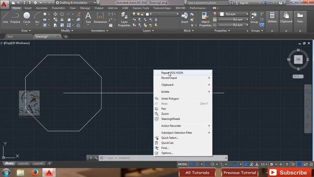 Autocad 2016 - Tutorial for Beginners : 13. How to draw a Polygon with Edge, In,circumscribed смотреть онлайн