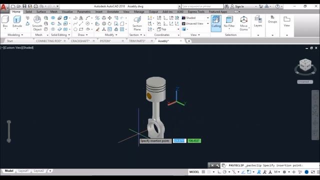 AutoCAD 3D Modeling – Engine Parts Assembly Tutorial - 4 Stroke Engine - part -4 смотреть онлайн