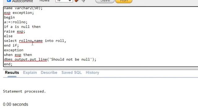 Exception handling in PL/SQL step by step explanation with an easy example. смотреть онлайн