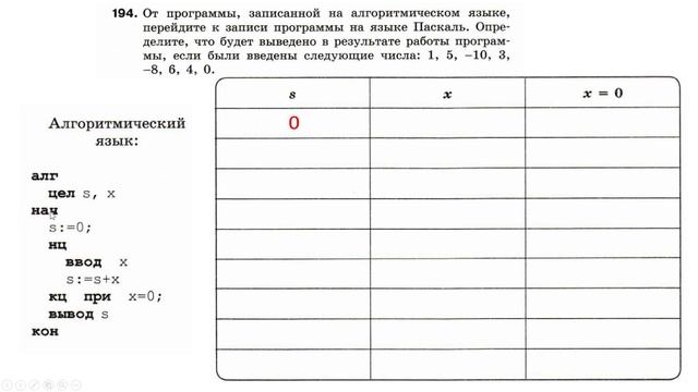 Информатика Босова 8 кл. №194 Решение задания смотреть онлайн