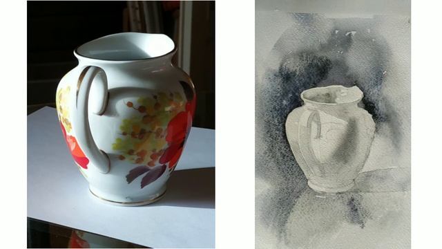 Рисуем акварелью фарфоровый сливочник. смотреть онлайн