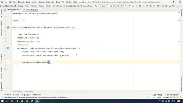 Count Down Timer - Android Studio/JAVA смотреть онлайн