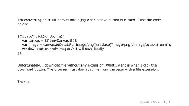 HTML : Canvas.toDataURL() returns a file without extension смотреть онлайн