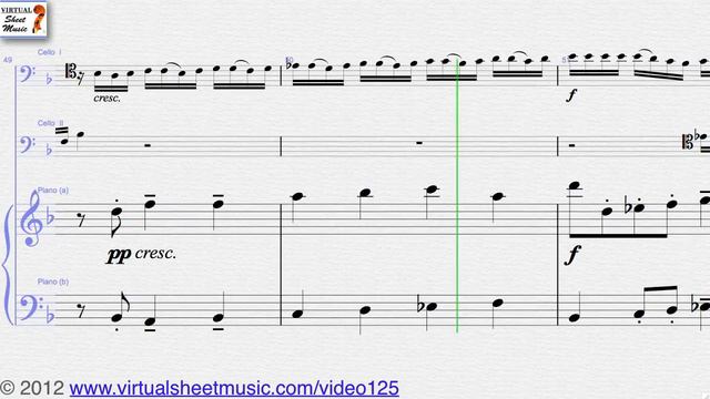 Antonio Vivaldi's Concerto in G minor RV 531 Allegro two cellos and piano sheet music - Video Score смотреть онлайн