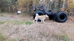 Вездеход на раме уаз, испытание на воде.