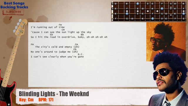 🎻 Blinding Lights - The Weeknd Bass Backing Track with chords and lyrics смотреть онлайн