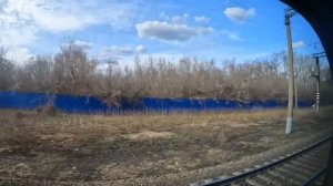 Вид из окна поезда Кисловодск - Москва. Участок Лиски  - Коломна. Закат из окна поезда.