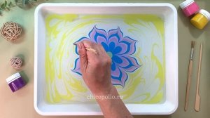 №4 Рисуем цветок Мандалу в технике Эбру