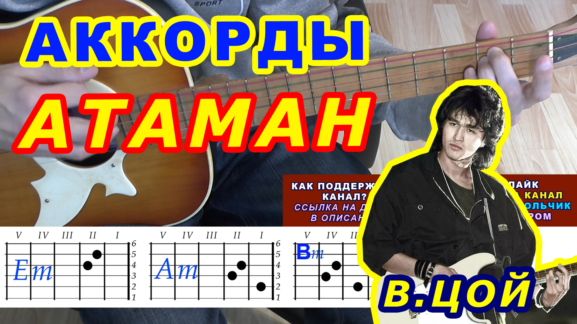 Атаман Аккорды ? Виктор Цой Группа Кино ♪ Разбор песни на гитаре ♫ Гитарный Бой для начинающих смотреть онлайн