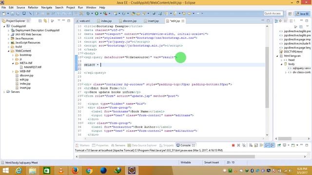Crud Application In JSTL 1.2 Bootstrap And MYSQL Part 5 смотреть онлайн