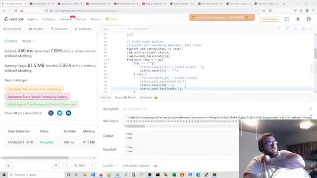Wildcard Matching, Hard, C++, LeetCode смотреть онлайн